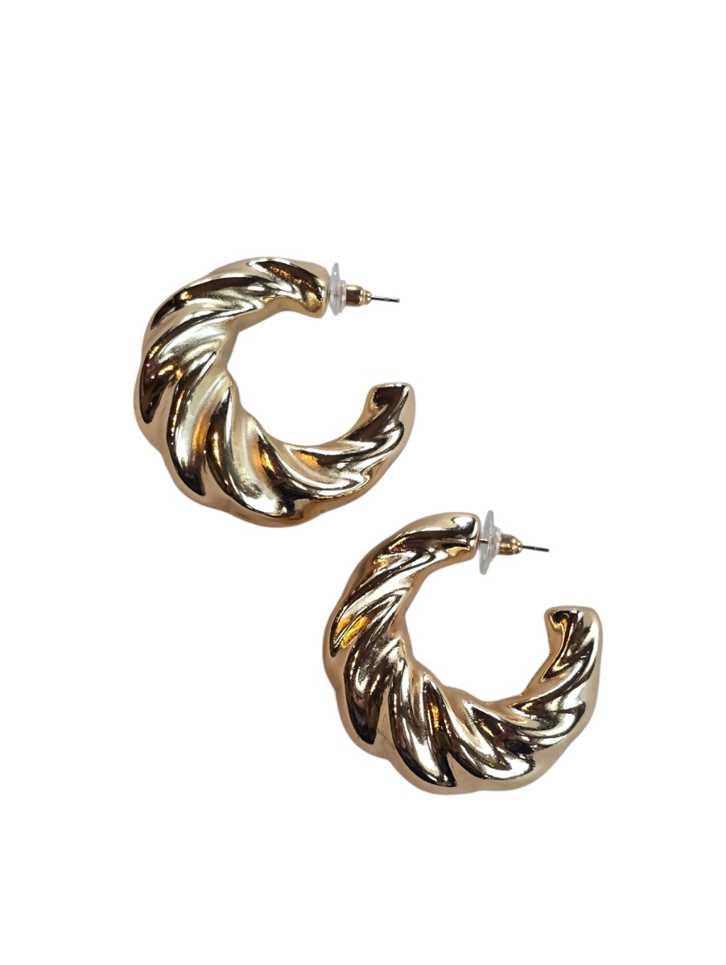 Madden Nyc Twisted Goldtone Cresent Hoop Earrings